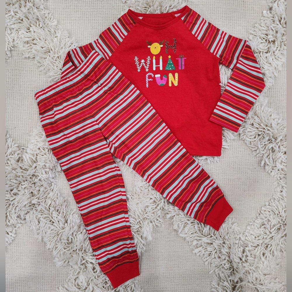 🆕️🎄Cat & Jack,  XS 4/5 kids "What Fun" Christmas pajamas